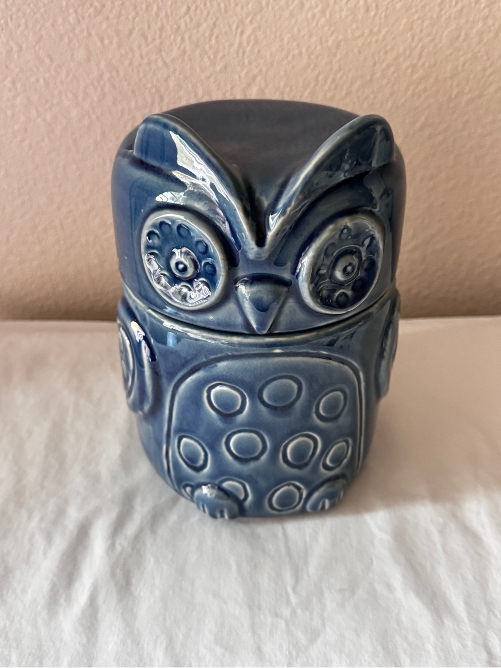 Blue Ceramic Owl Decorative Jar - Home Art